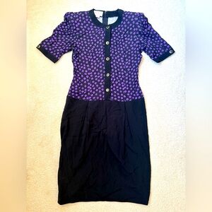 Vintage David Warren New York purple black dress whimsigoth grunge stretch sz 10